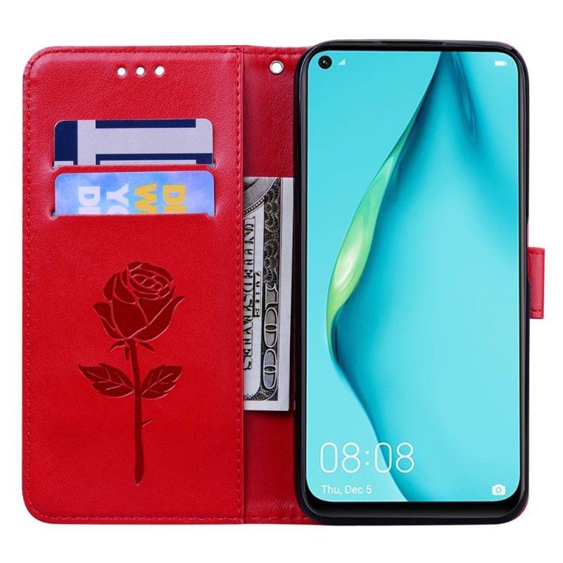 Etui Folio do Huawei P40 Lite E Rose Wytłoczona