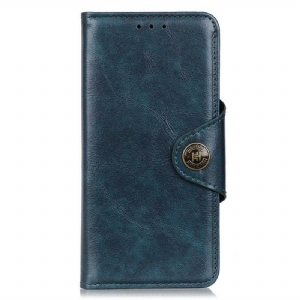 Etui Folio do Xiaomi Redmi Note 12 4G Guzik Khazneh Z Imitacji Lakierowanej Skóry