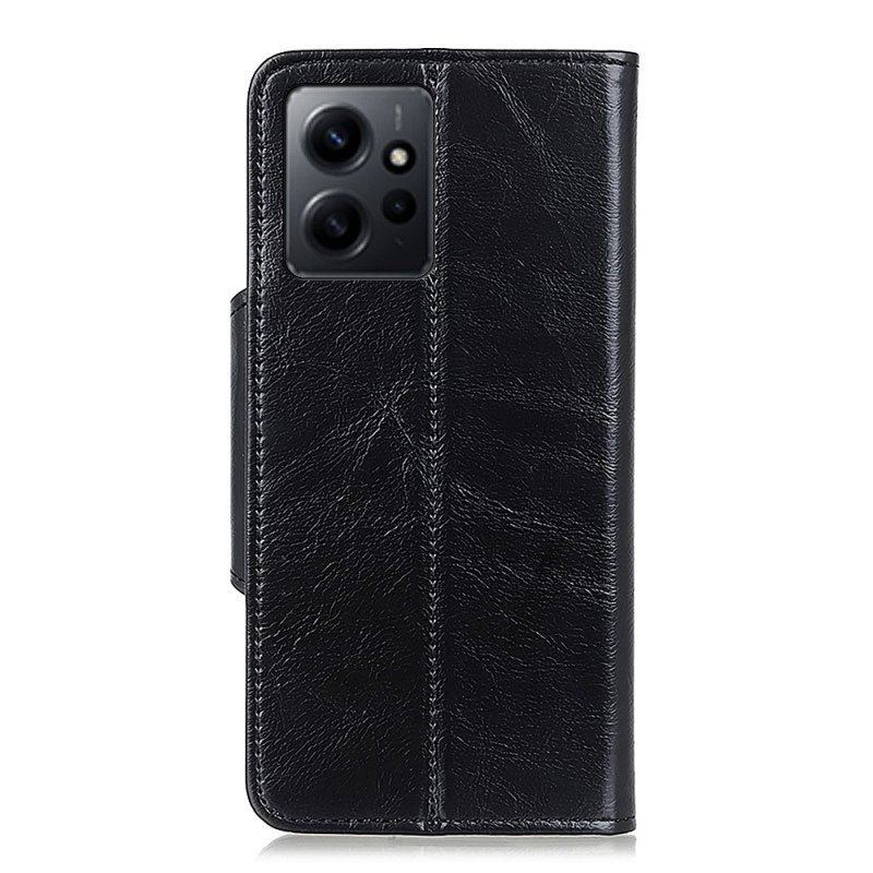 Etui Folio do Xiaomi Redmi Note 12 4G Guzik Khazneh Z Imitacji Lakierowanej Skóry