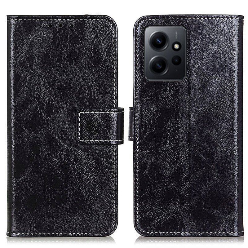 Etui Folio do Xiaomi Redmi Note 12 4G Lakierowana Z Widocznymi Szwami