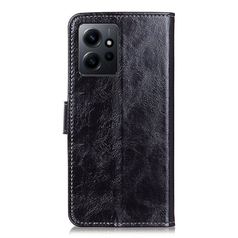 Etui Folio do Xiaomi Redmi Note 12 4G Lakierowana Z Widocznymi Szwami