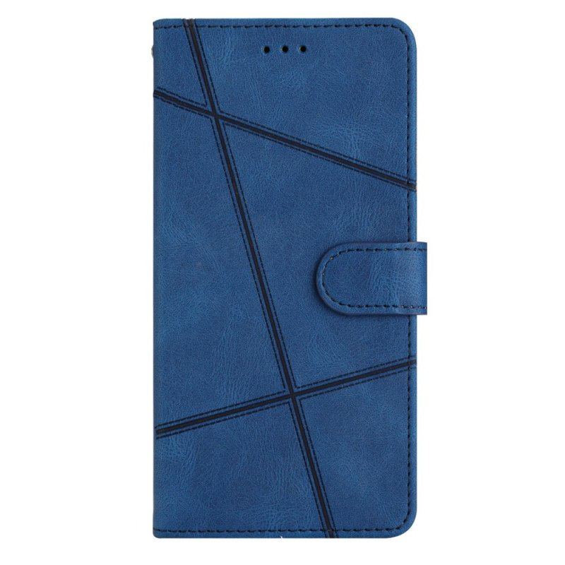 Etui Folio do Xiaomi Redmi Note 12 4G z Łańcuch Geometryczne Paski