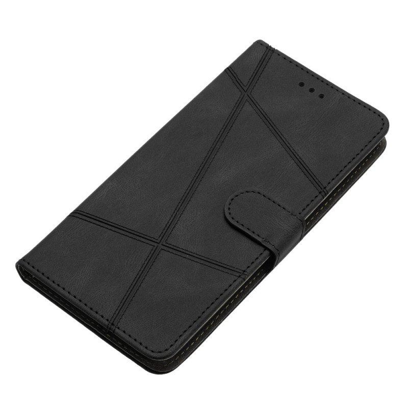 Etui Folio do Xiaomi Redmi Note 12 4G z Łańcuch Geometryczne Paski