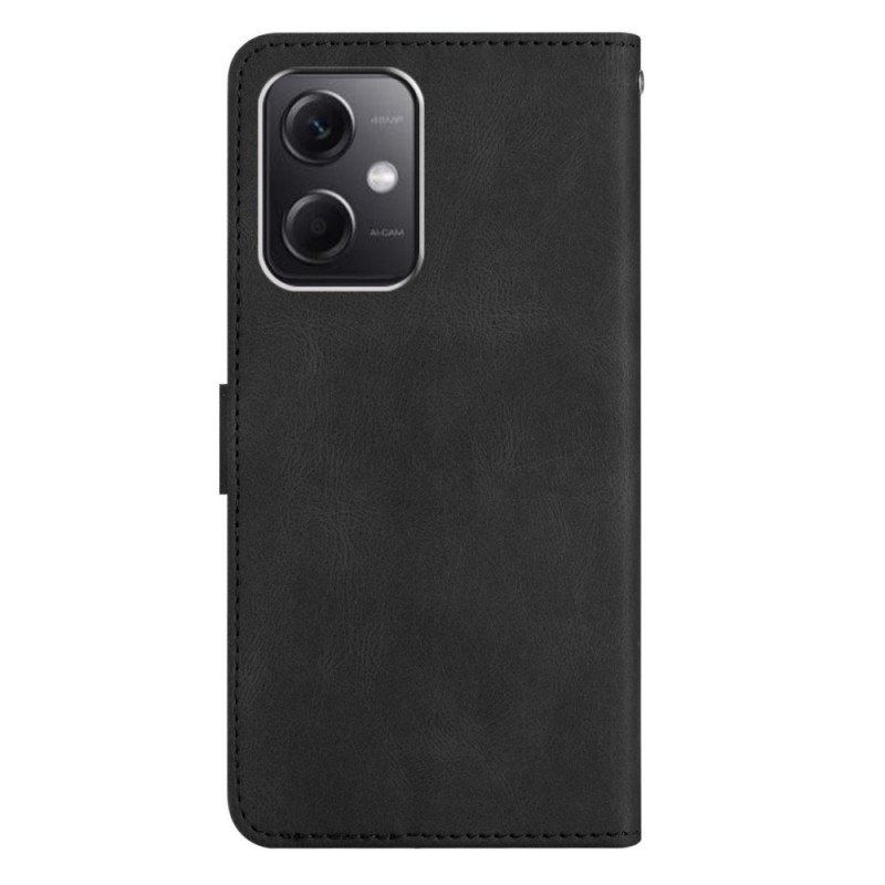 Etui Folio do Xiaomi Redmi Note 12 4G z Łańcuch Geometryczne Paski