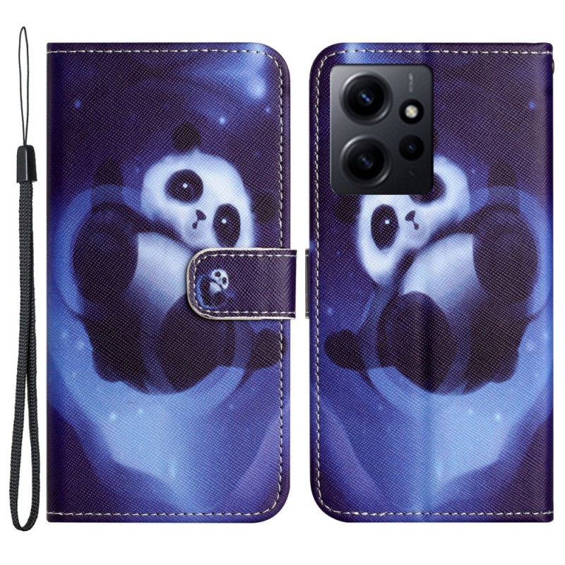 Obudowa Etui Na Telefon do Xiaomi Redmi Note 12 4G z Łańcuch Kosmiczna Panda Ze Smyczą