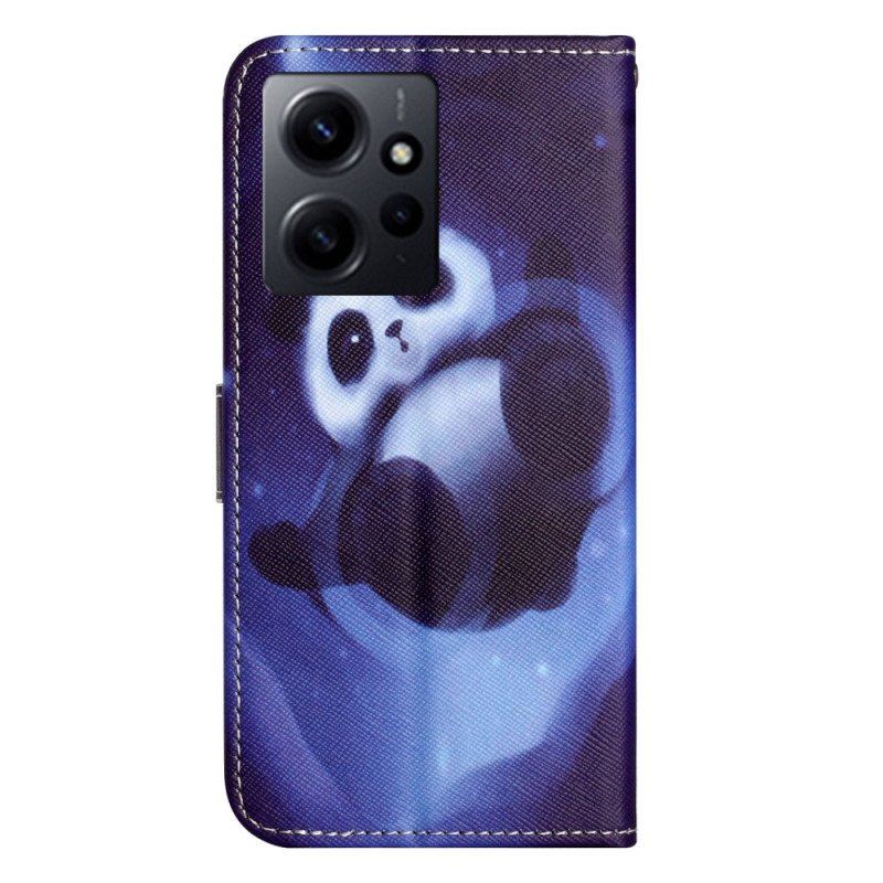 Obudowa Etui Na Telefon do Xiaomi Redmi Note 12 4G z Łańcuch Kosmiczna Panda Ze Smyczą