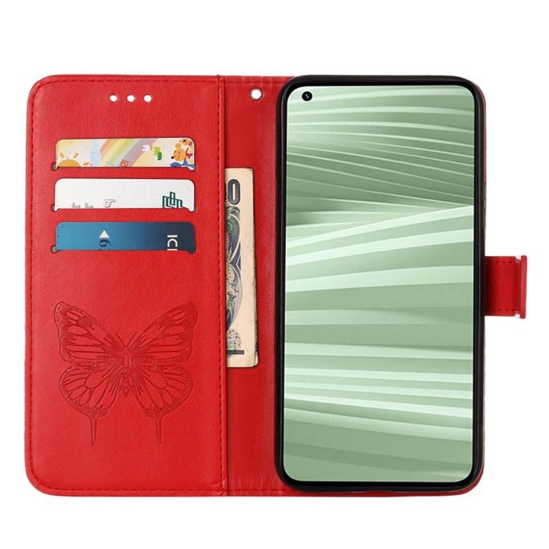 Etui Na Telefon Pokrowce do Realme 9i Biznes Butterfly Flower Posiadacz Karty