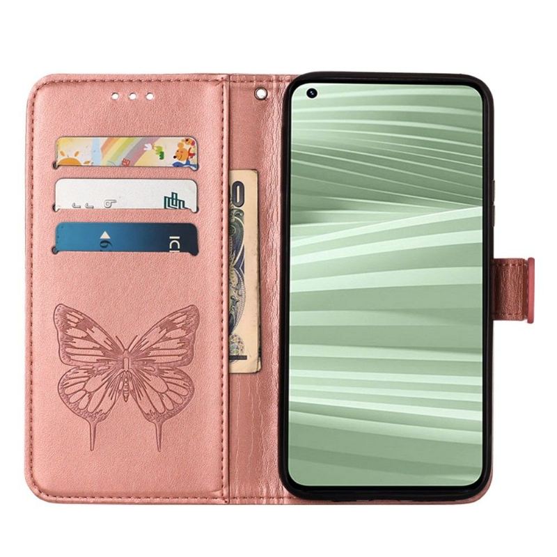 Etui Na Telefon Pokrowce do Realme 9i Biznes Butterfly Flower Posiadacz Karty