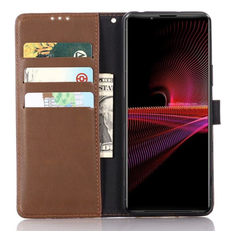 Etui do Sony Xperia 1 III Obrzeża Etui Folio Retro Faux Leather Folio