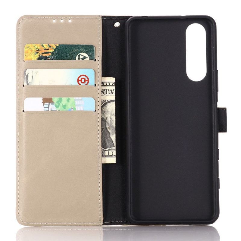 Etui do Sony Xperia 1 III Obrzeża Etui Folio Retro Faux Leather Folio