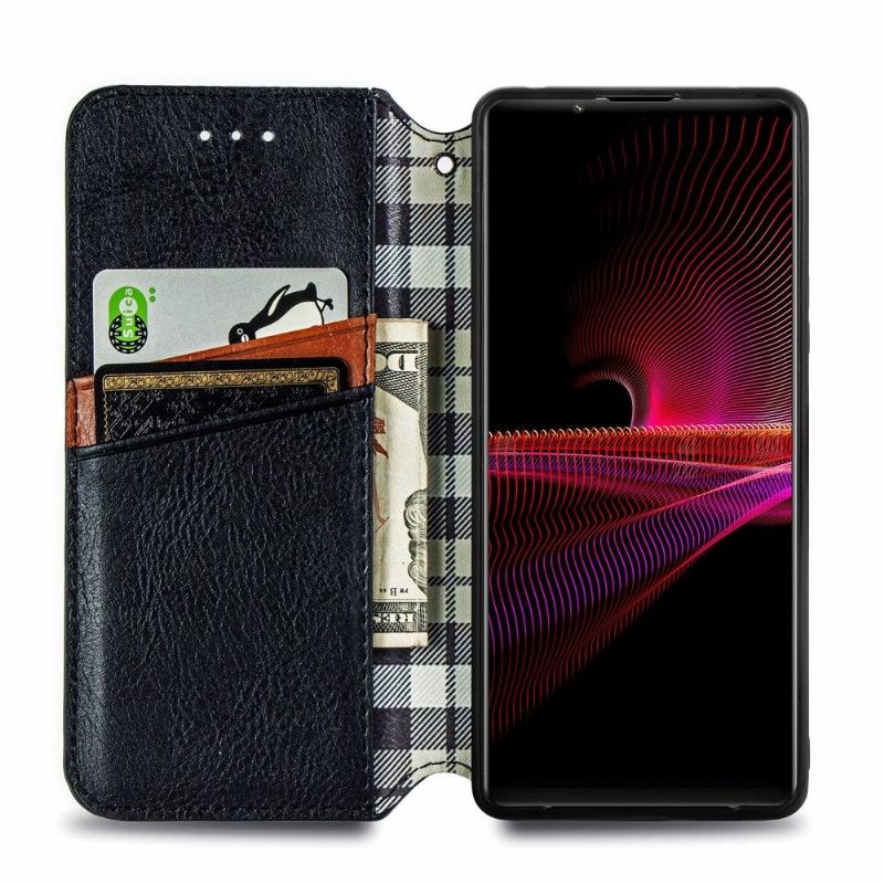 Etui Folio do Sony Xperia 1 III Obrzeża Kub Design Posiadacz Karty