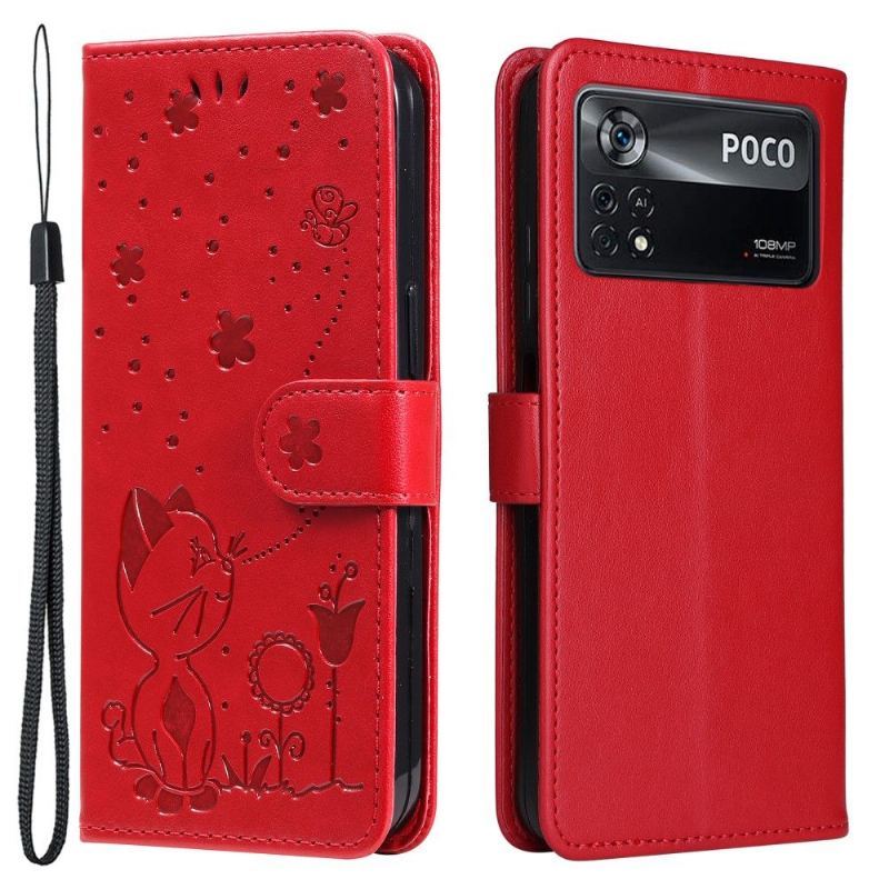 Etui Folio do Poco X4 Pro 5G Classic Ilustracja Kot