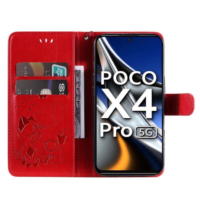 Etui Folio do Poco X4 Pro 5G Classic Ilustracja Kot