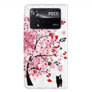 Etui Folio do Poco X4 Pro 5G Kwiat Drzewo