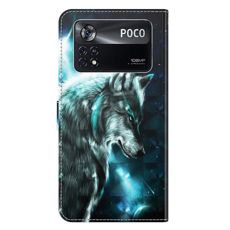 Etui Folio do Poco X4 Pro 5G Myślący Wilk