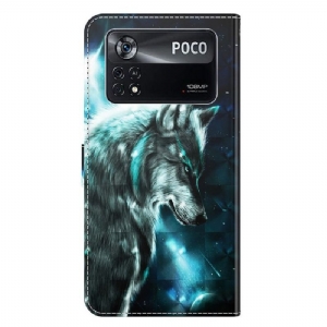 Etui Folio do Poco X4 Pro 5G Myślący Wilk