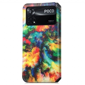 Etui Folio do Poco X4 Pro 5G Obrzeża Skórzany Futerał Iridescent Cloud Flip Flap