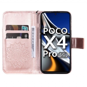 Etui Folio do Poco X4 Pro 5G z Łańcuch Słonecznik