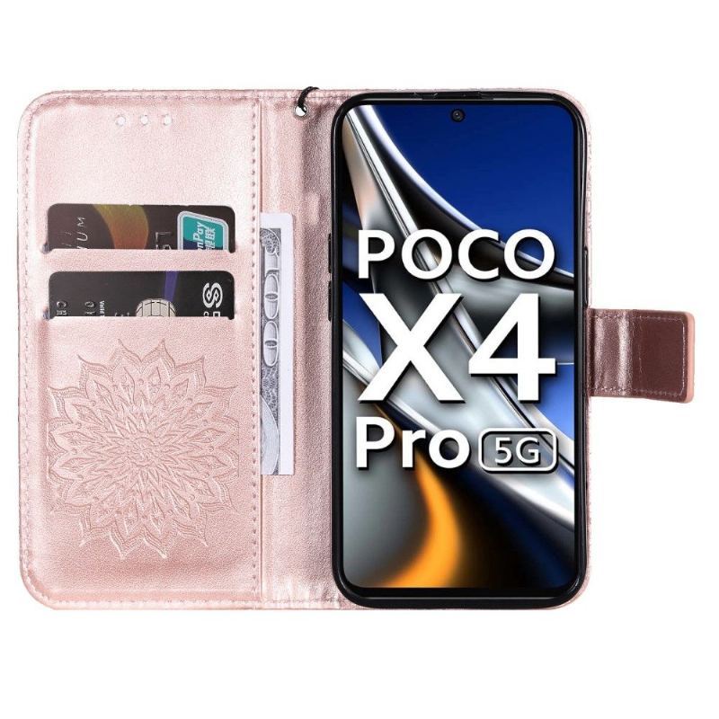 Etui Folio do Poco X4 Pro 5G z Łańcuch Słonecznik