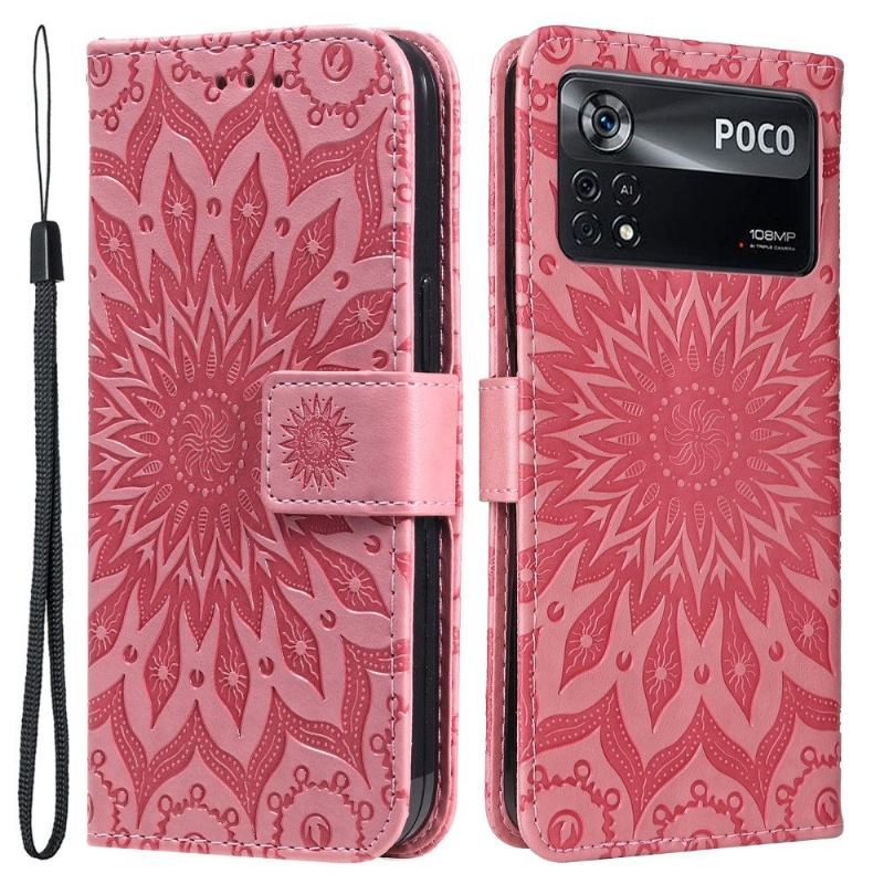 Etui Folio do Poco X4 Pro 5G z Łańcuch Słonecznik