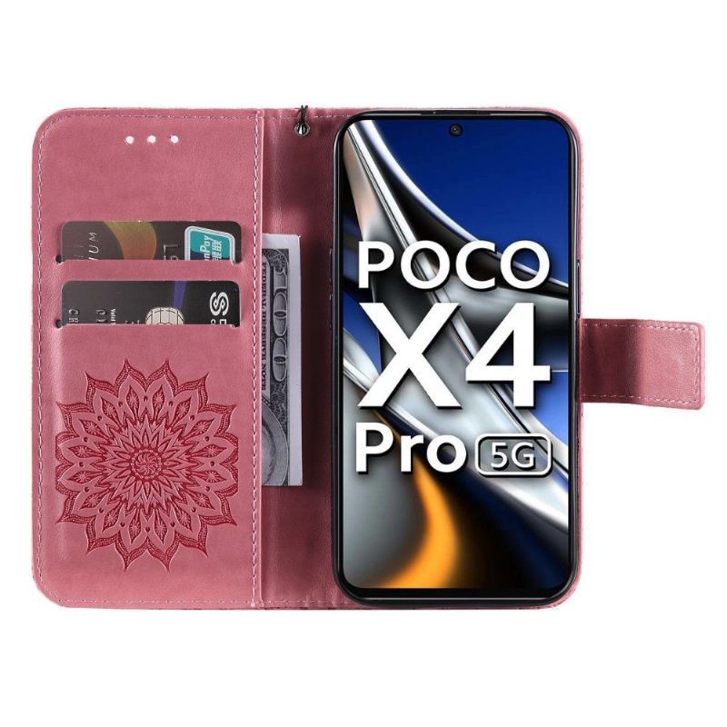 Etui Folio do Poco X4 Pro 5G z Łańcuch Słonecznik