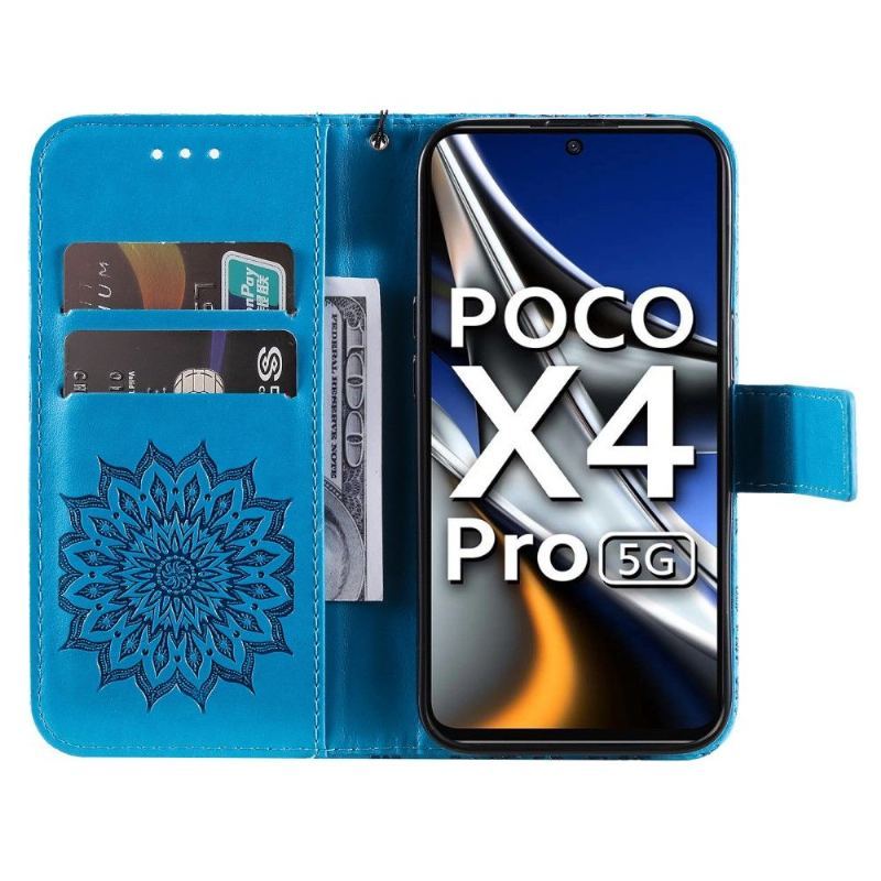 Etui Folio do Poco X4 Pro 5G z Łańcuch Słonecznik