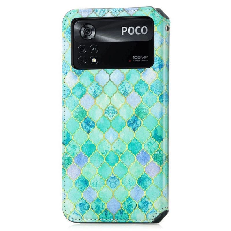 Skórzany Futerał do Poco X4 Pro 5G Etui Folio Arabesque Flip Flap