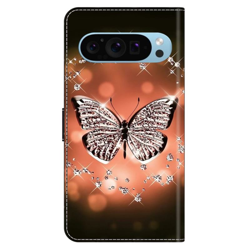 Etui Folio Do Google Pixel 9 Kryształowy Motyl