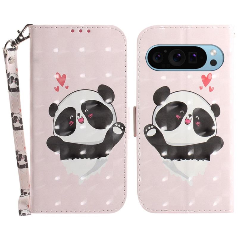 Etui Folio Google Pixel 9 Panda Love Z Paskiem