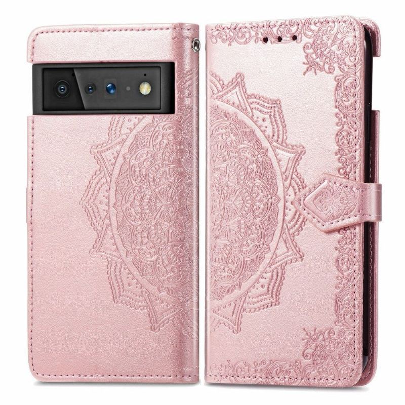 Etui Folio do Google Pixel 6 Mandala Relief Faux Leather