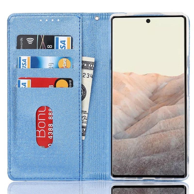 Etui Folio do Google Pixel 6 Skórzany Futerał Blue Moon Etui Na Karty Z Klapką