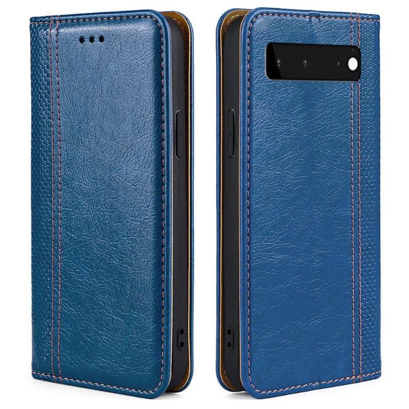 Etui Folio do Google Pixel 6 Skórzany Futerał Flip Folio Stitching