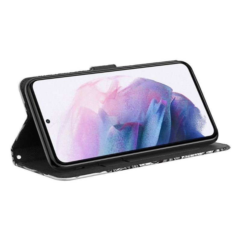 Etui Folio do Google Pixel 6 Złote Motyle Ilustracja