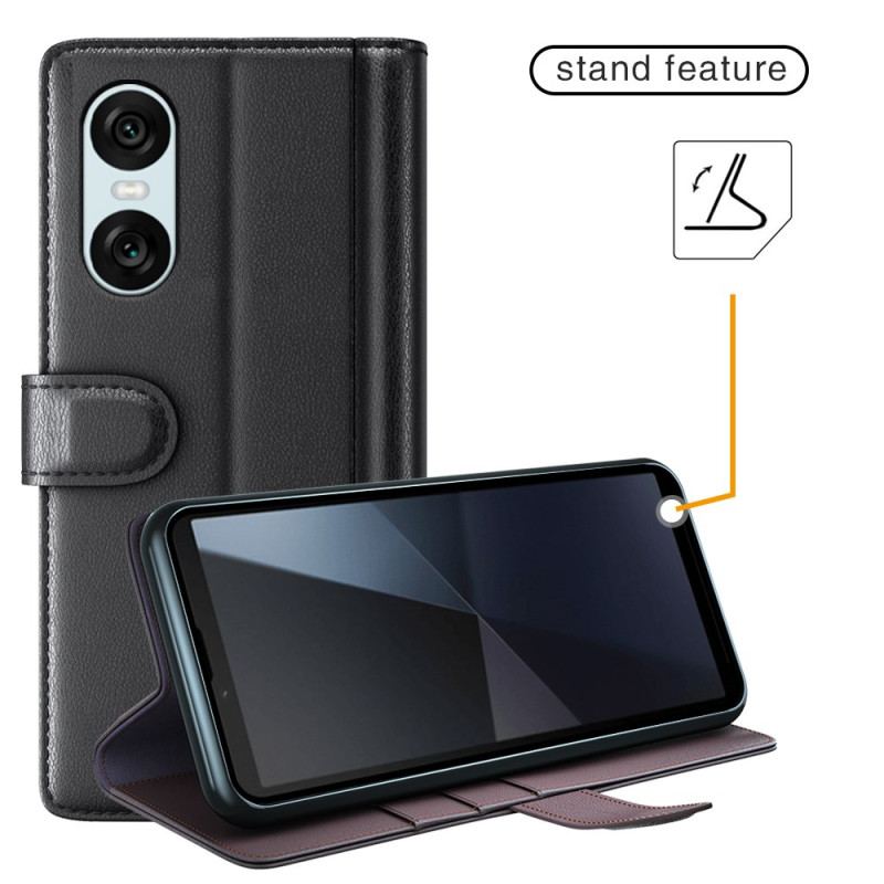 Etui Folio Do Sony Xperia 10 Vi Prawdziwa Skóra