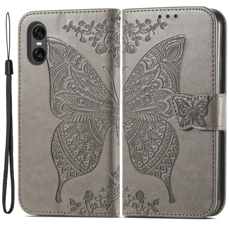 Etui Folio Sony Xperia 10 Vi Barokowy Motyl Z Paskiem