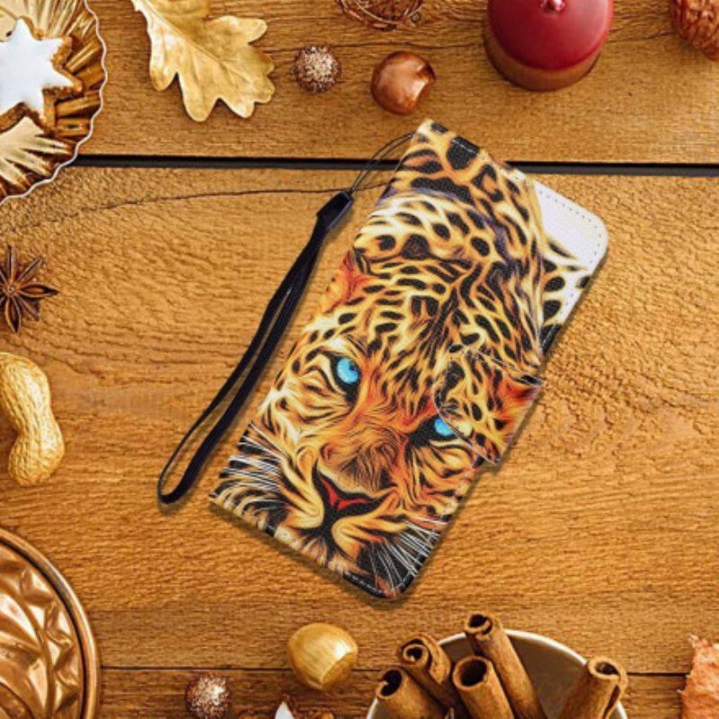 Etui Folio do Oppo A15 Tygrys Ze Smyczą