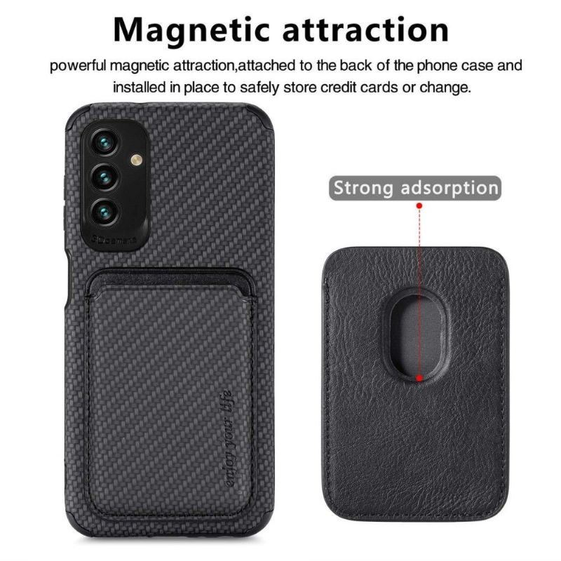 Etui do Samsung Galaxy M23 5G Uchwyt Na Karty Magnetyczne Z Włókna Węglowego