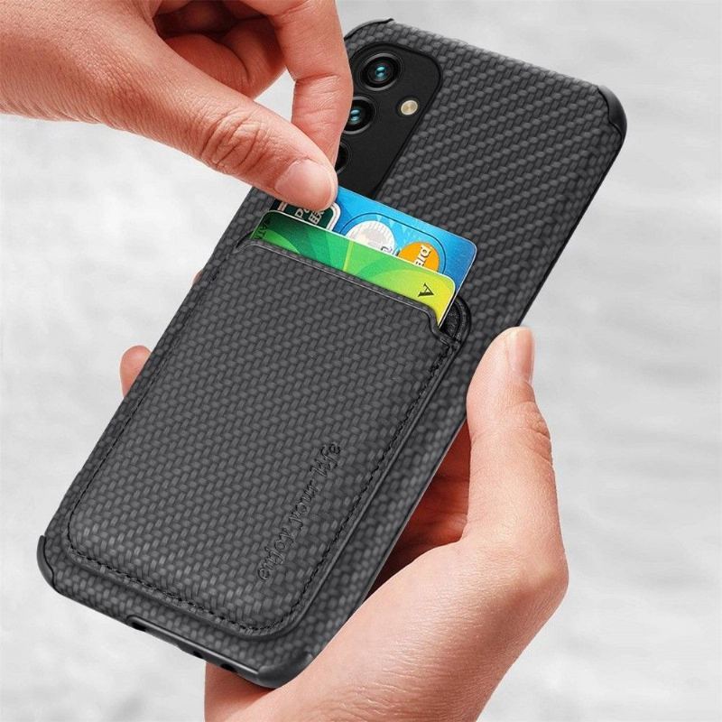 Etui do Samsung Galaxy M23 5G Uchwyt Na Karty Magnetyczne Z Włókna Węglowego