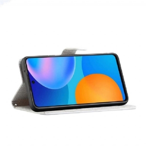 Etui Folio do Samsung Galaxy M23 5G Obrzeża Motyl I Niebieskie Kwiaty