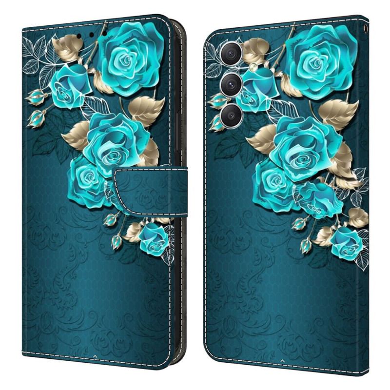 Etui Folio Do Samsung Galaxy A15 Niebieskie Róże