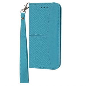 Etui Folio Do Samsung Galaxy A15 Tkany Wzór Z Paskami