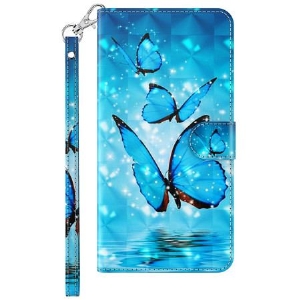 Etui Folio Samsung Galaxy A15 Niebieskie Motyle W Locie Z Paskiem