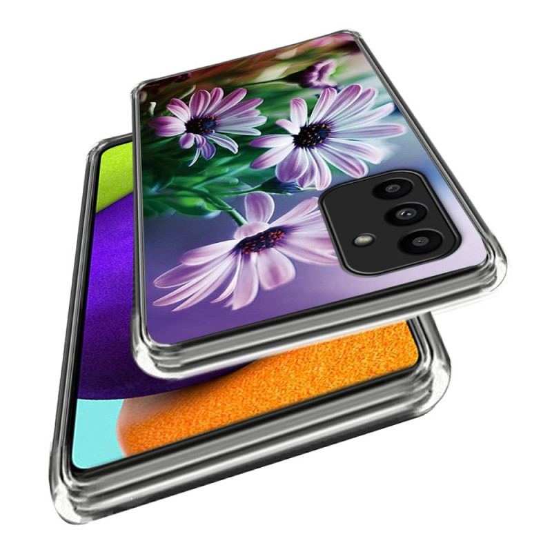 Etui Samsung Galaxy A15 Fioletowe Chryzantemy Etui Ochronne