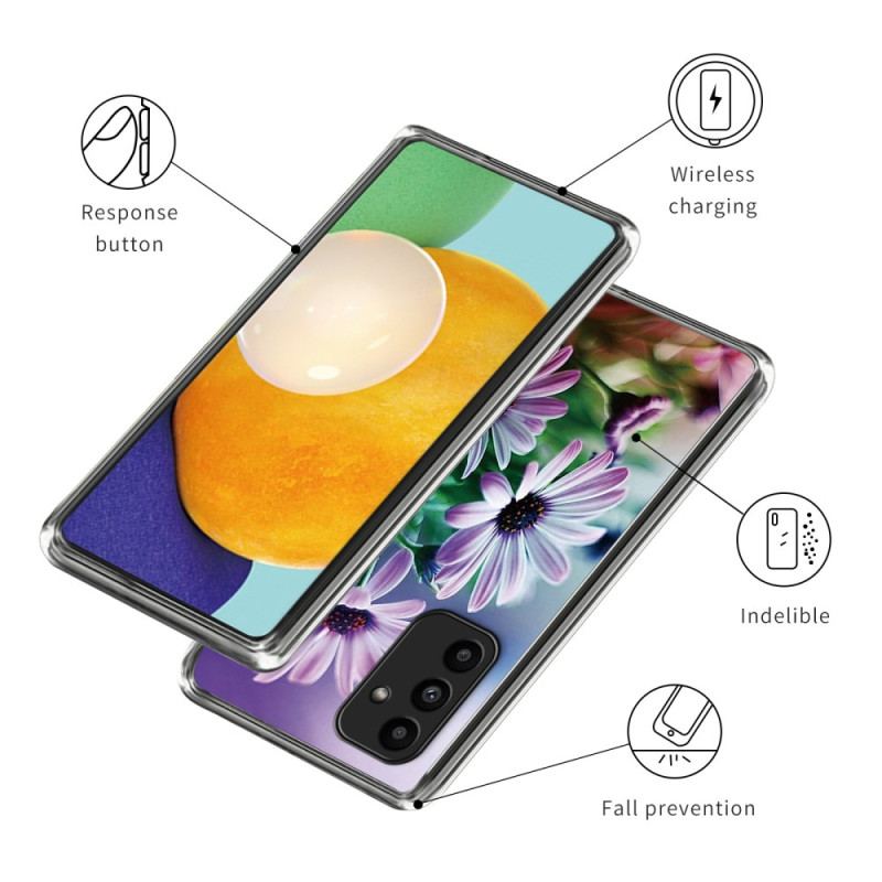 Etui Samsung Galaxy A15 Fioletowe Chryzantemy Etui Ochronne