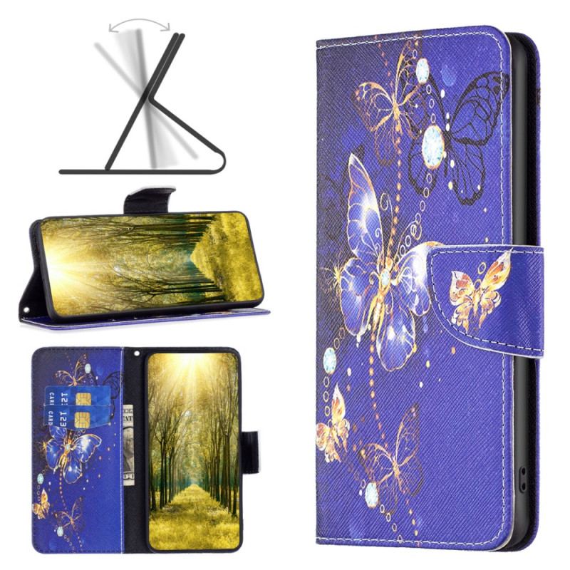 Etui Folio Do Poco X6 5g Fioletowe Motyle