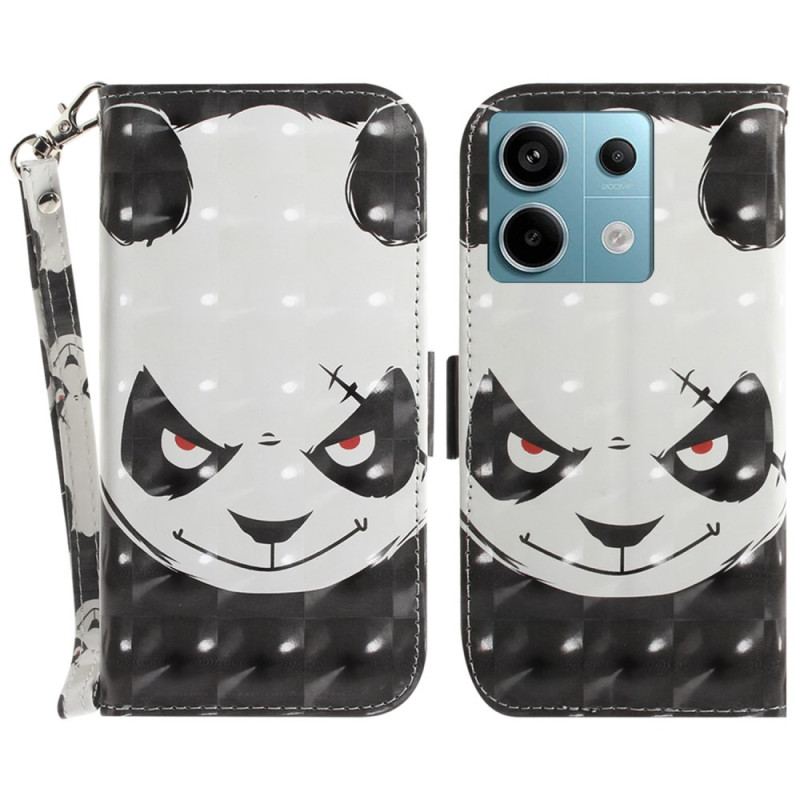 Etui Folio Do Poco X6 5g Wściekła Panda Z Paskiem