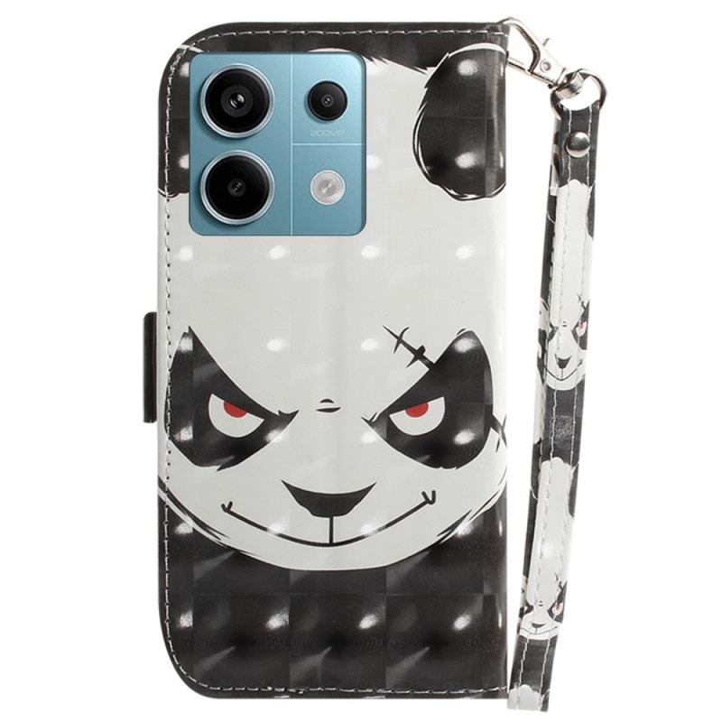 Etui Folio Do Poco X6 5g Wściekła Panda Z Paskiem