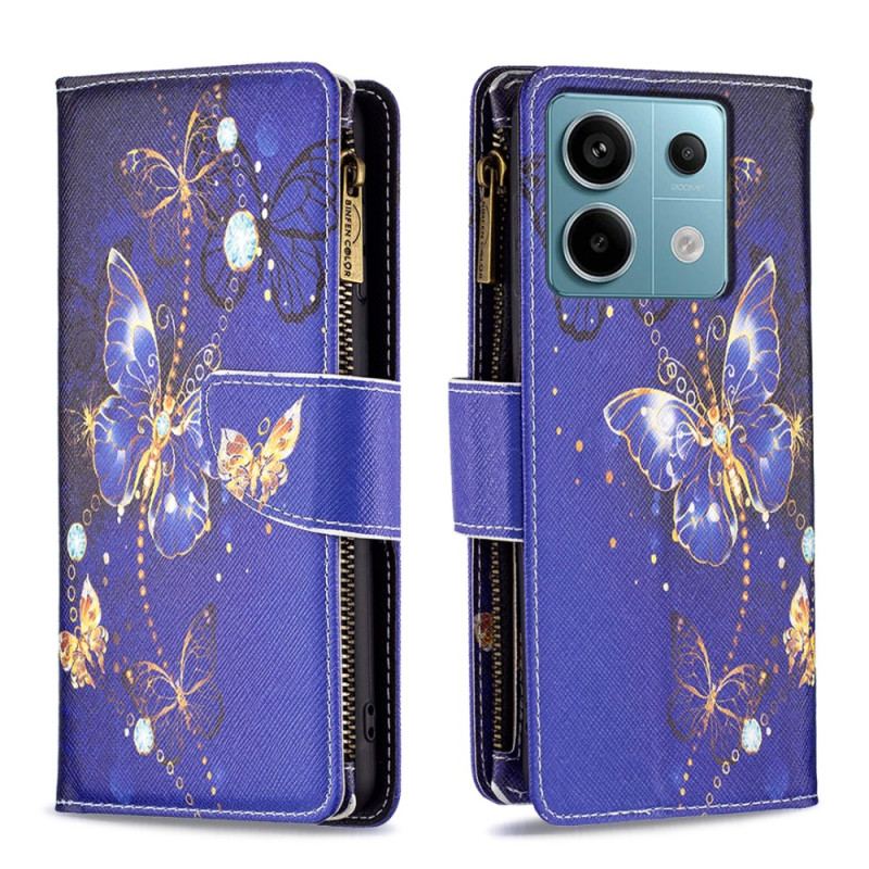 Etui Folio Poco X6 5g Portfel W Fioletowe Motyle Etui Ochronne