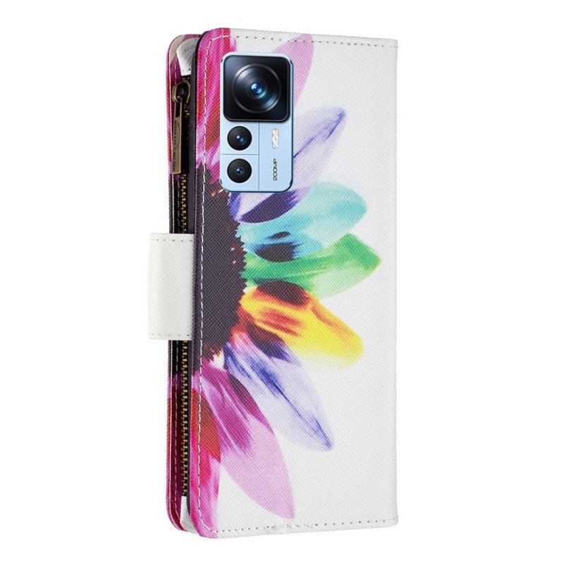 Etui Folio do Xiaomi 12T / 12T Pro Kieszonka Zapinana Na Zamek W Kwiaty