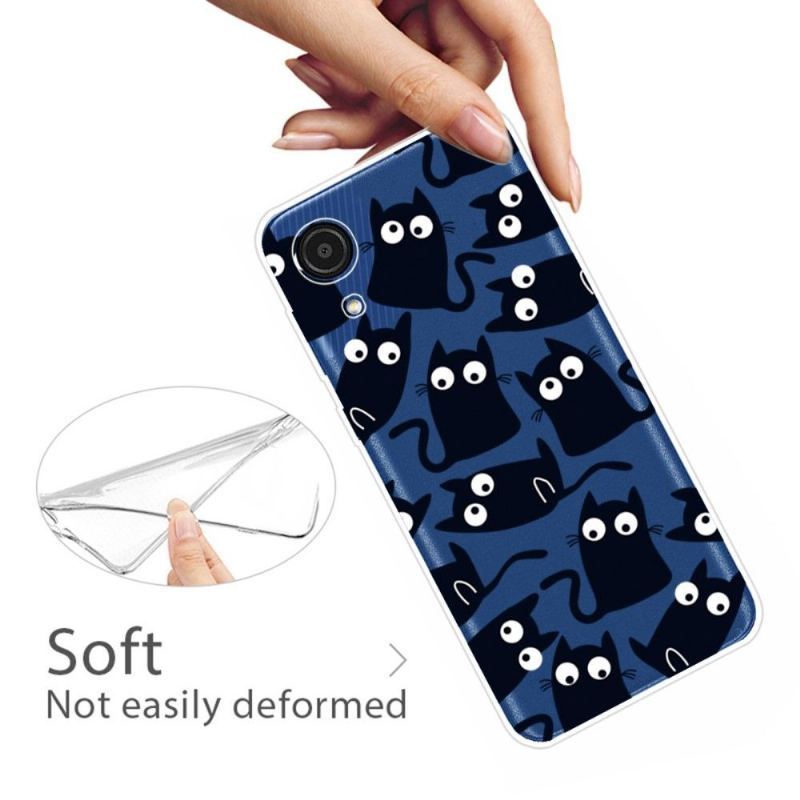 Etui do Samsung Galaxy A03 Core Czarne Koty Ilustracja